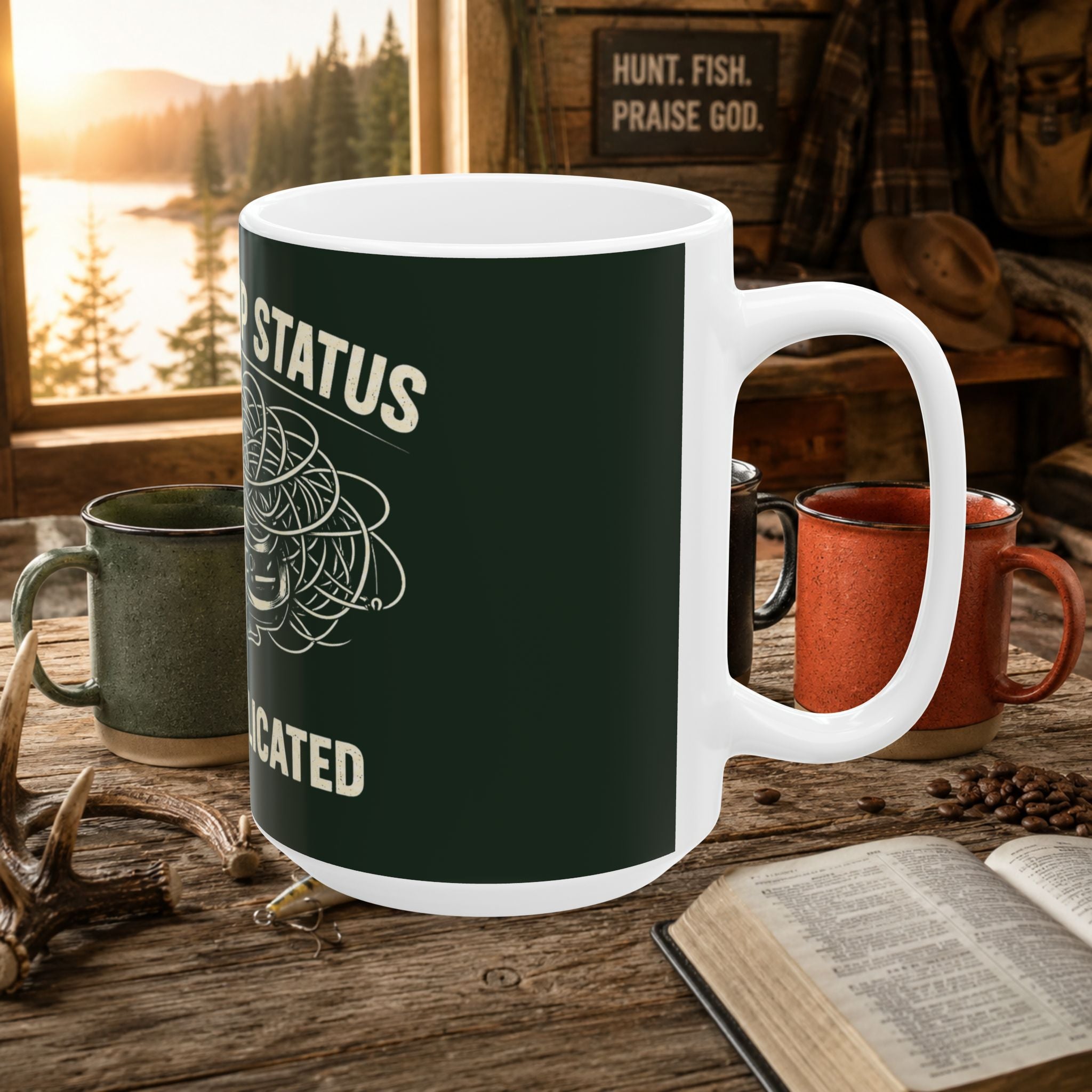Fishing Mug - "Relationship Status: It’s Complicated" Ceramic Coffee Cup (11oz/15oz)