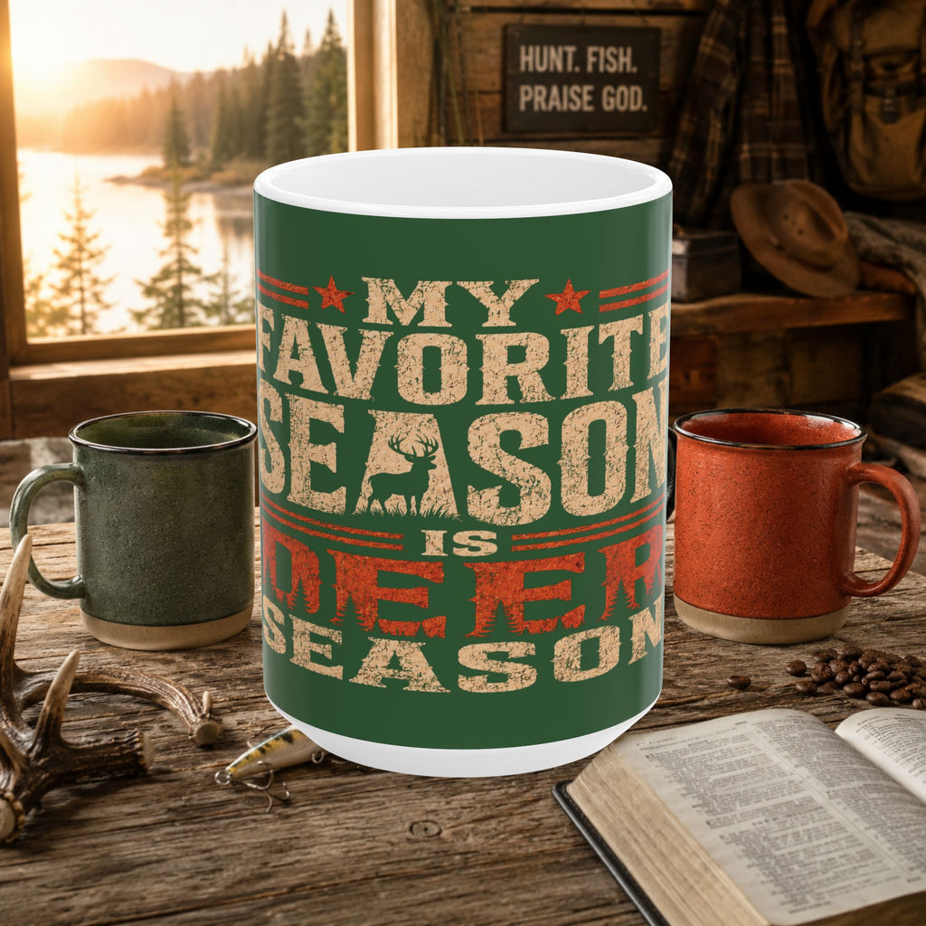 My Favorite Season Is Deer Season Mug — Hunting Coffee Cup (11oz & 15oz)