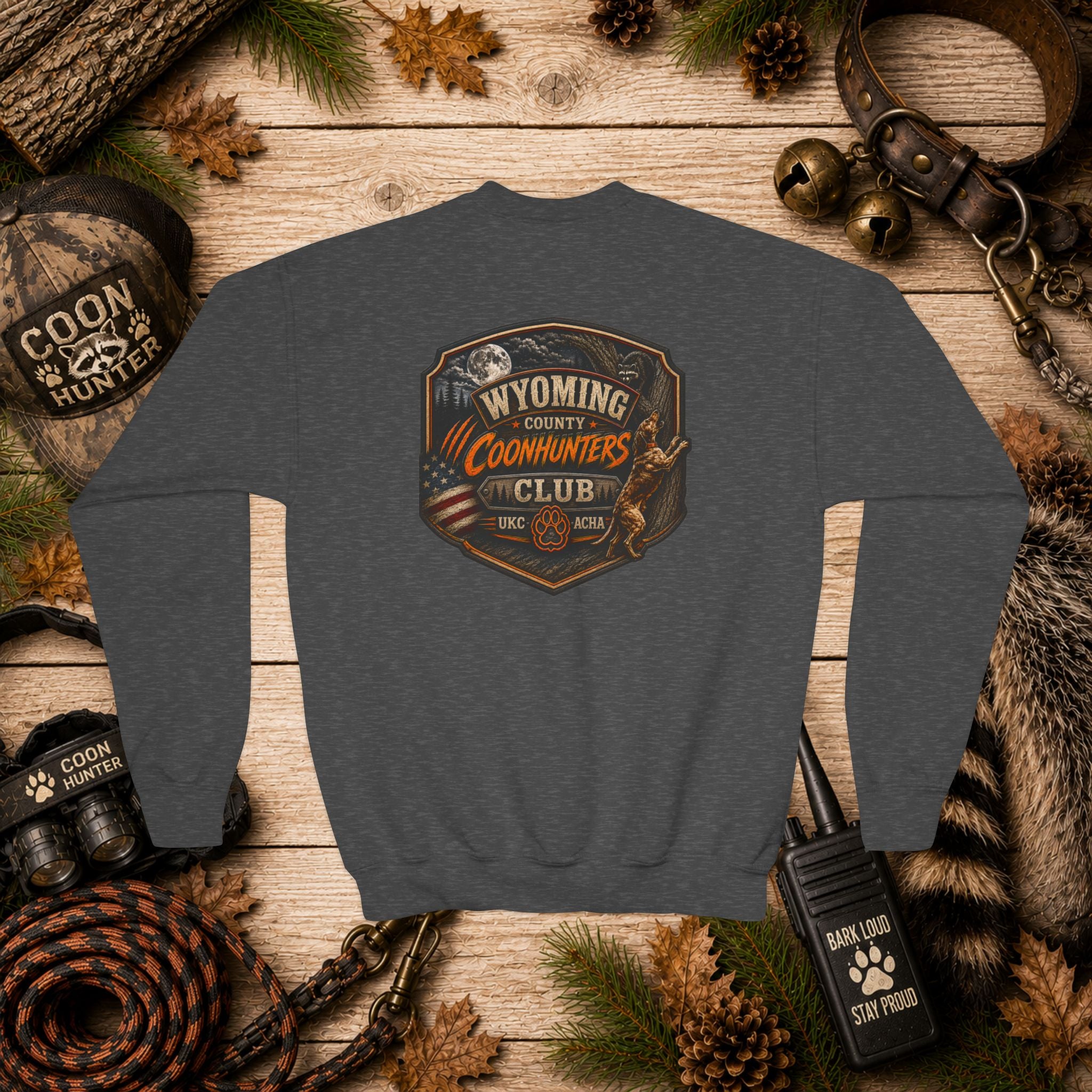 Youth Crewneck Sweatshirt — Wyoming County Coonhunters Club Graphic