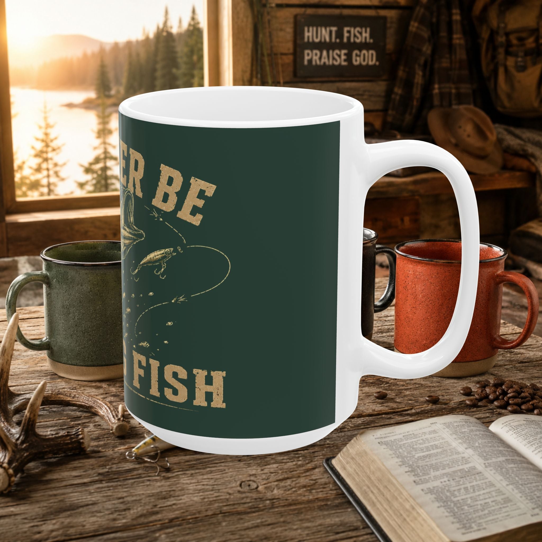 Fishing Mug — "I'd Rather Be Missing Fish" Ceramic Coffee Cup (11oz & 15oz)