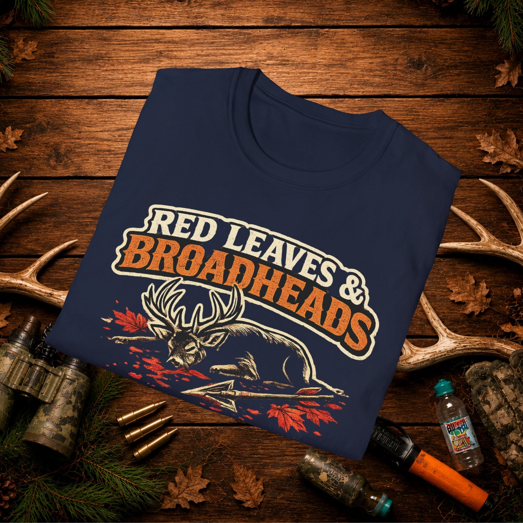 Hunting T-Shirt — "Red Leaves & Broadheads Fuel My Soul" Graphic Tee
