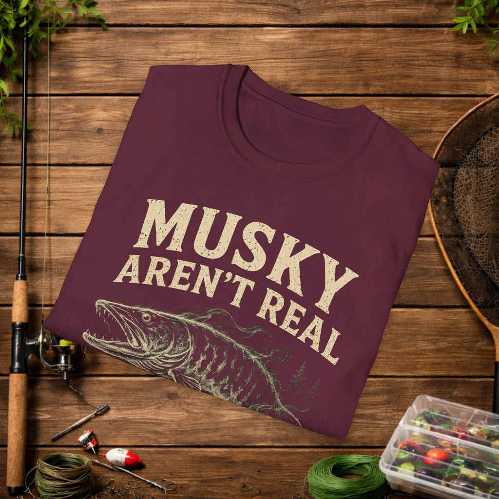Musky Aren't Real T‑Shirt – Funny Muskie Fishing Shirt, 'Prove Me Wrong' Angler Tee