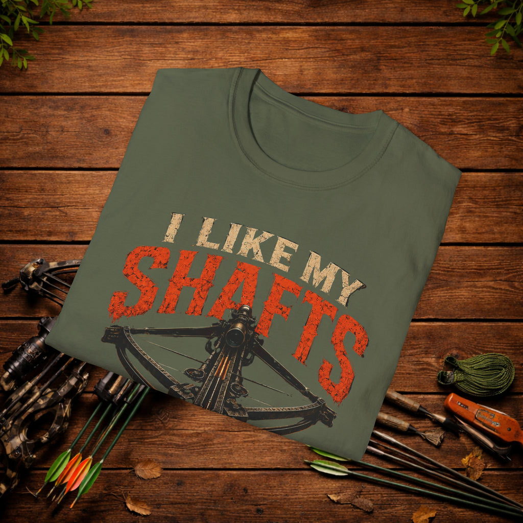 Graphic T-Shirt — "I Like My Shafts Wet" Crossbow Hunting Tee