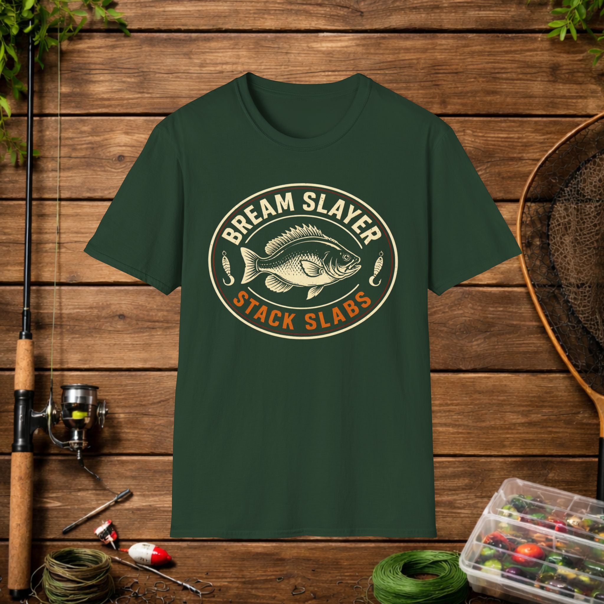 Bream Slayer Shirt – Stack Slabs Fishing Tee – Panfish Angler Badge Shirt – Crappie & Bluegill Fishing Shirt