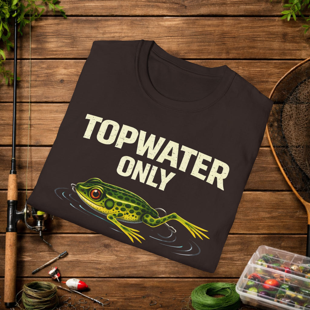 Topwater Only Shirt – No Subsurface Fishing Tee – Frog Lure Bass Fishing Shirt – Topwater Angler Shirt