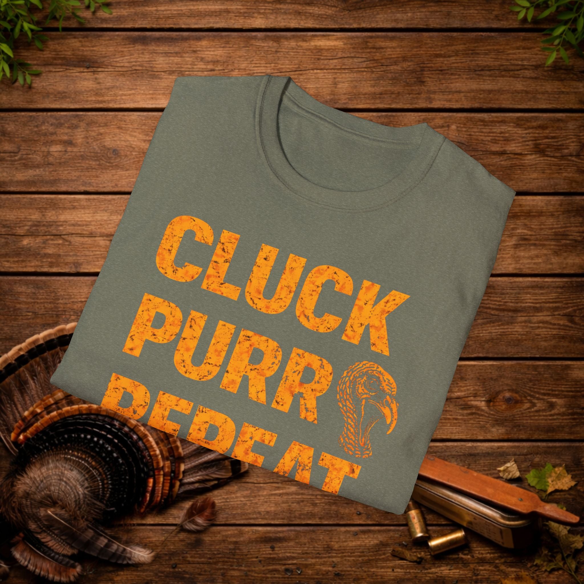 Cluck Purr Repeat Turkey Hunting Shirt – Turkey Calling Tee – Spring Turkey Season Hunter Shirt – Gobbler Hunting Apparel