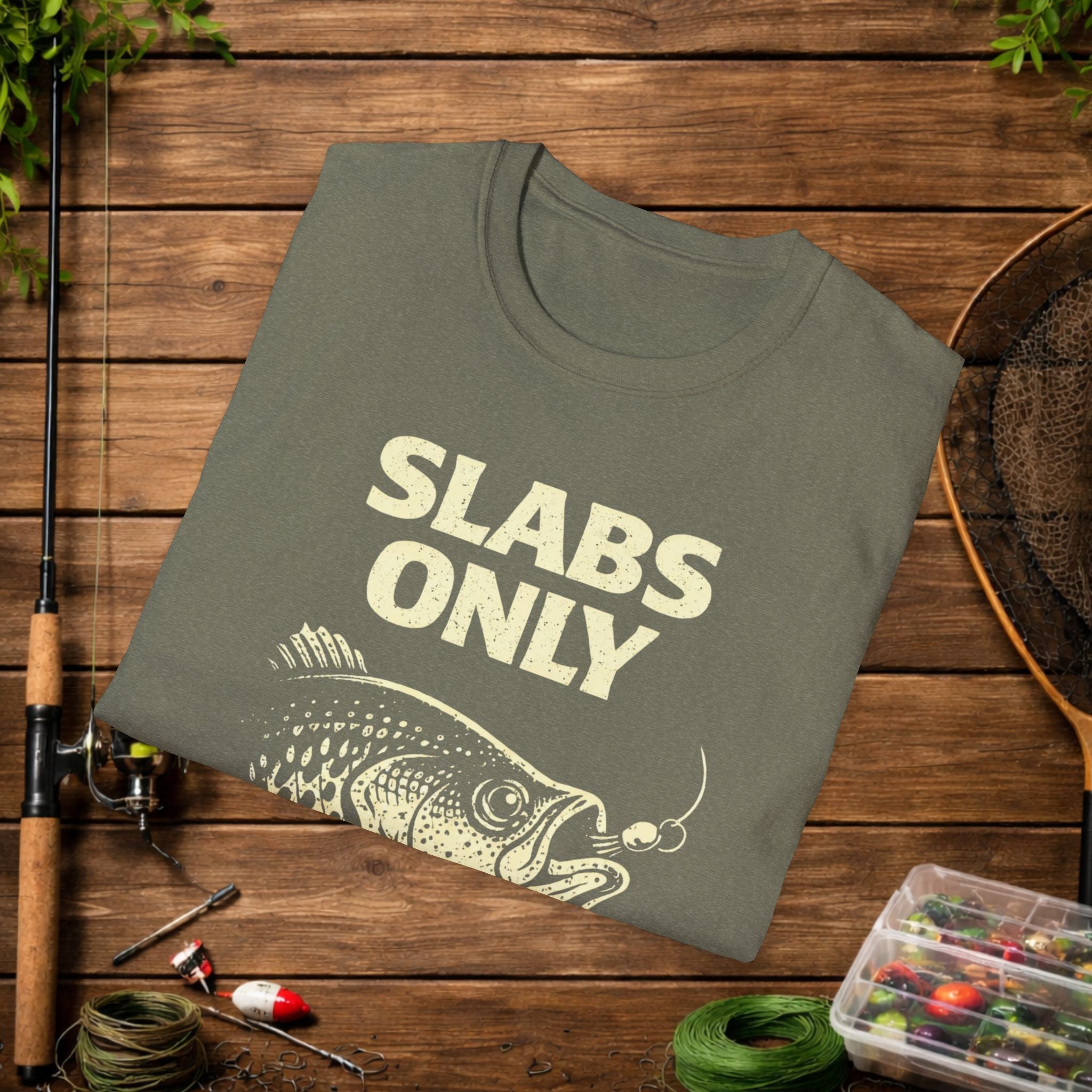 Slabs Only Crappie Fishing Shirt – Minimal Crappie Head Jig Tee – Funny Crappie Angler Shirt – Fisherman Gift