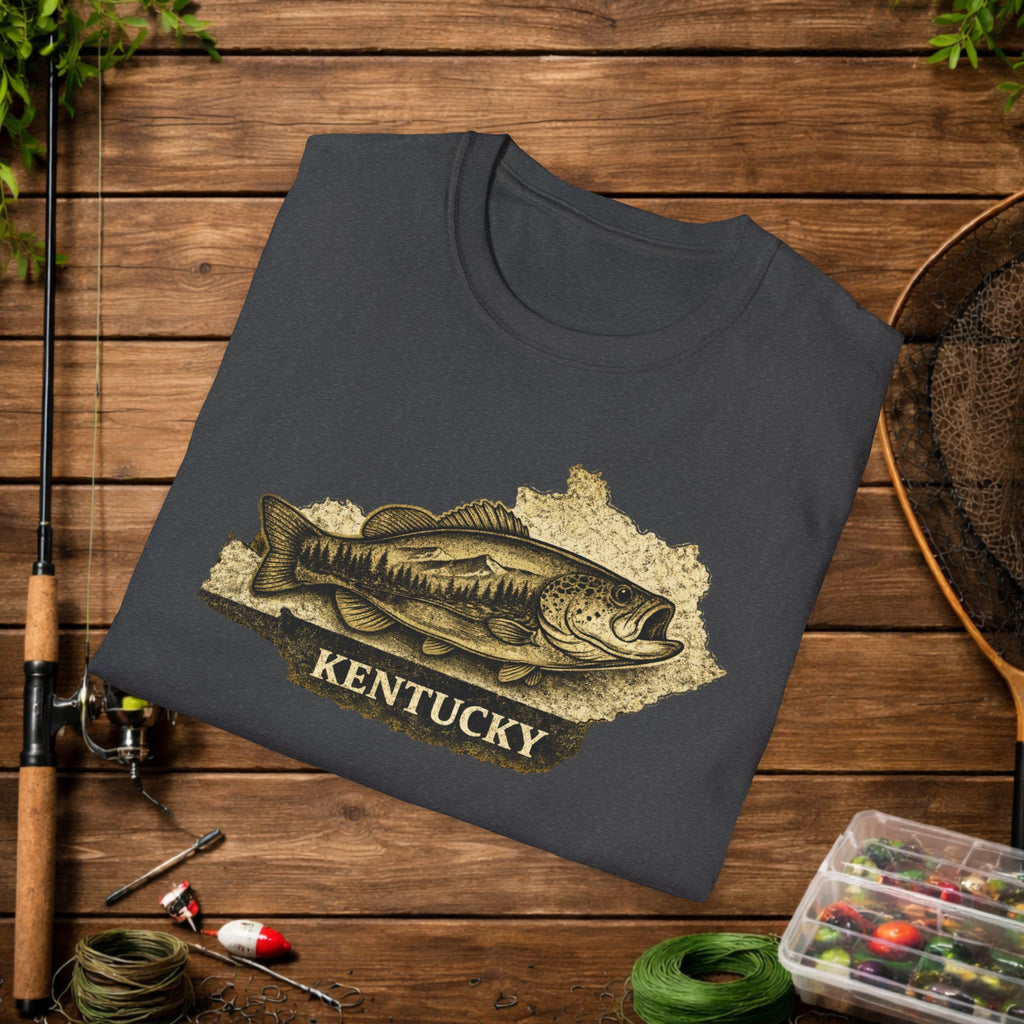 Kentucky Bass Fishing Shirt – Vintage Kentucky Angler Tee – Largemouth Bass Fishing Apparel – Fisherman Gift