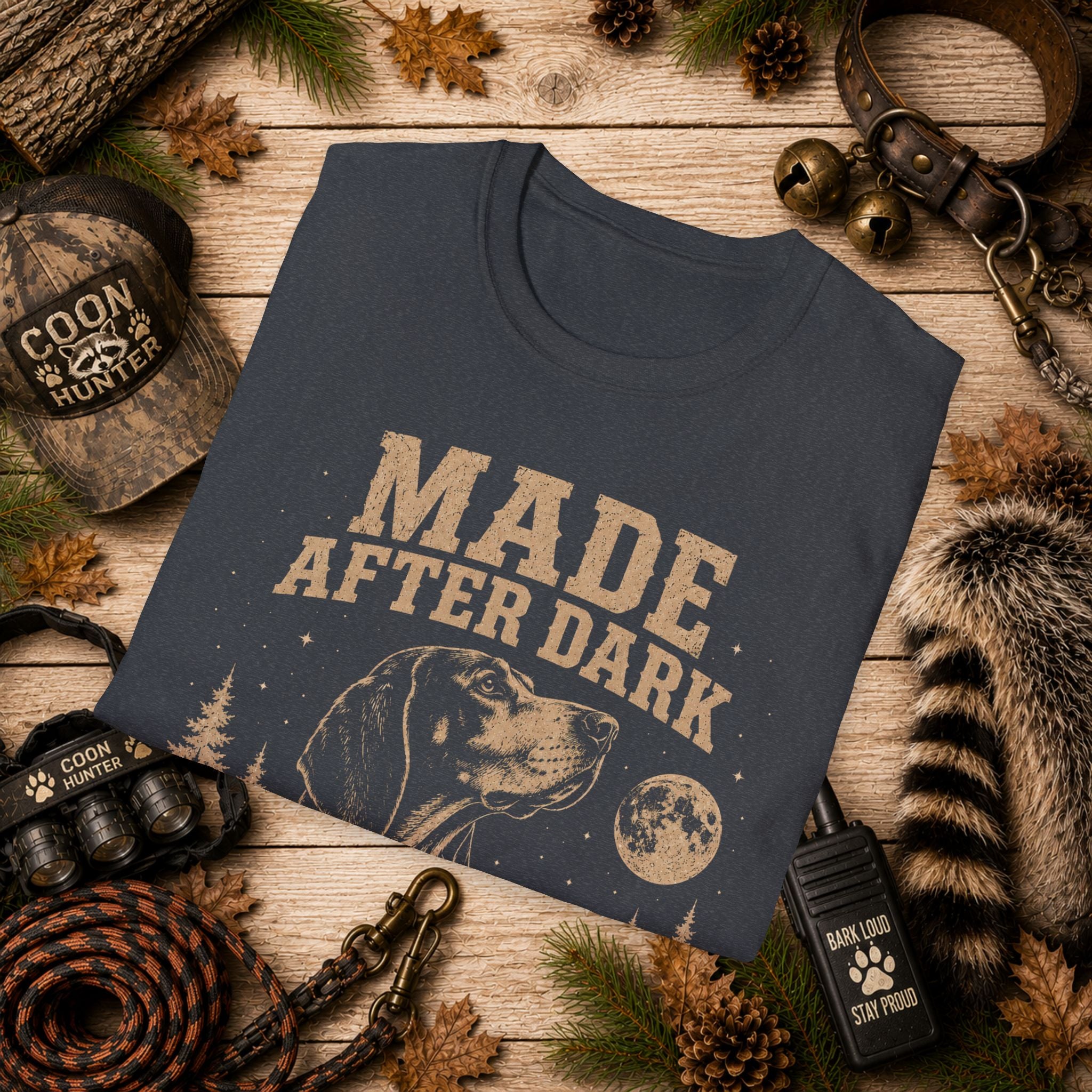 Made After Dark Coonhunter T-Shirt | Vintage Night Hunting Coonhound Tee | Wild Wonderful Wear