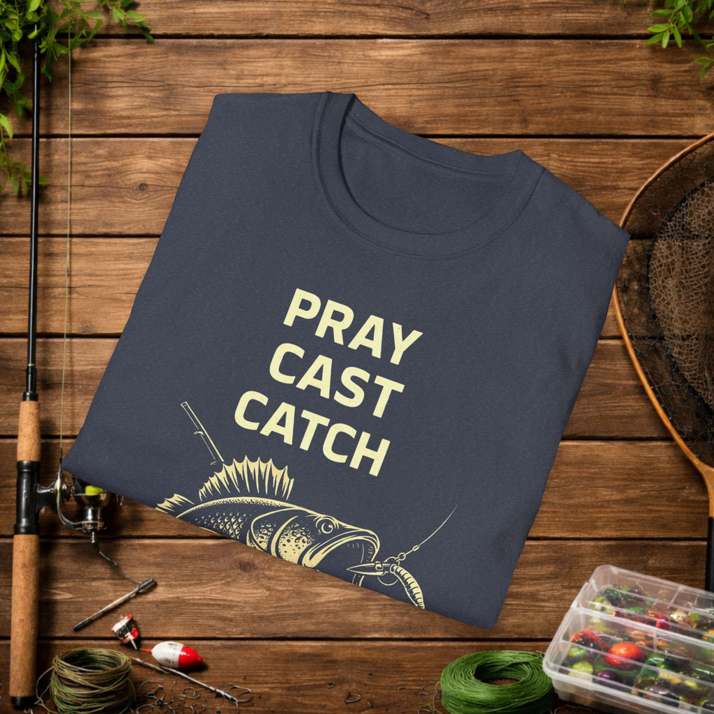 Pray Cast Catch Fishing T-Shirt – Bass Angler Graphic Tee