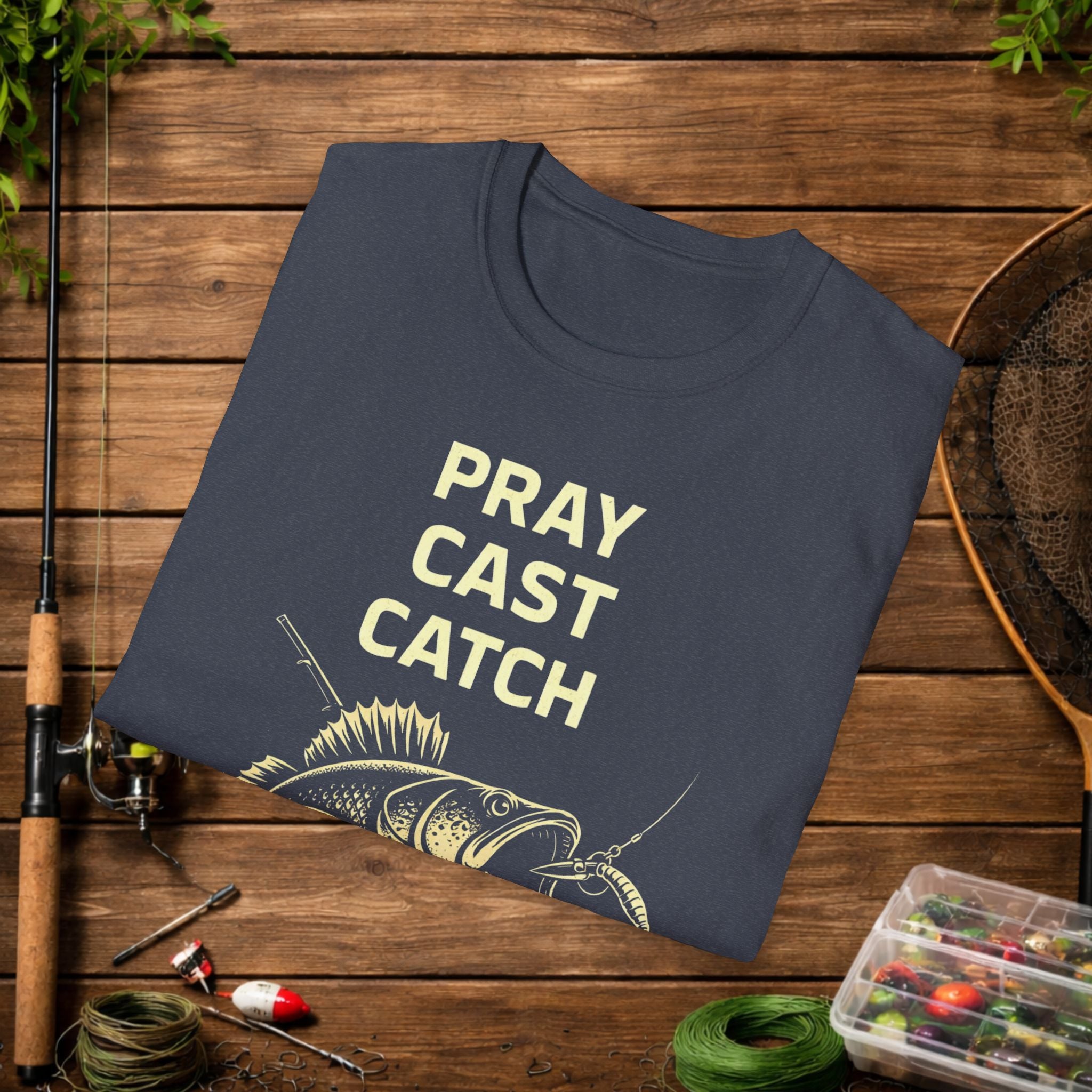 Pray Cast Catch Fishing T-Shirt – Bass Angler Graphic Tee