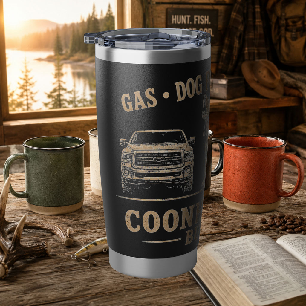 The Coonhunter Budget 20oz Tumbler — Funny Coon Hunting Insulated Travel Mug