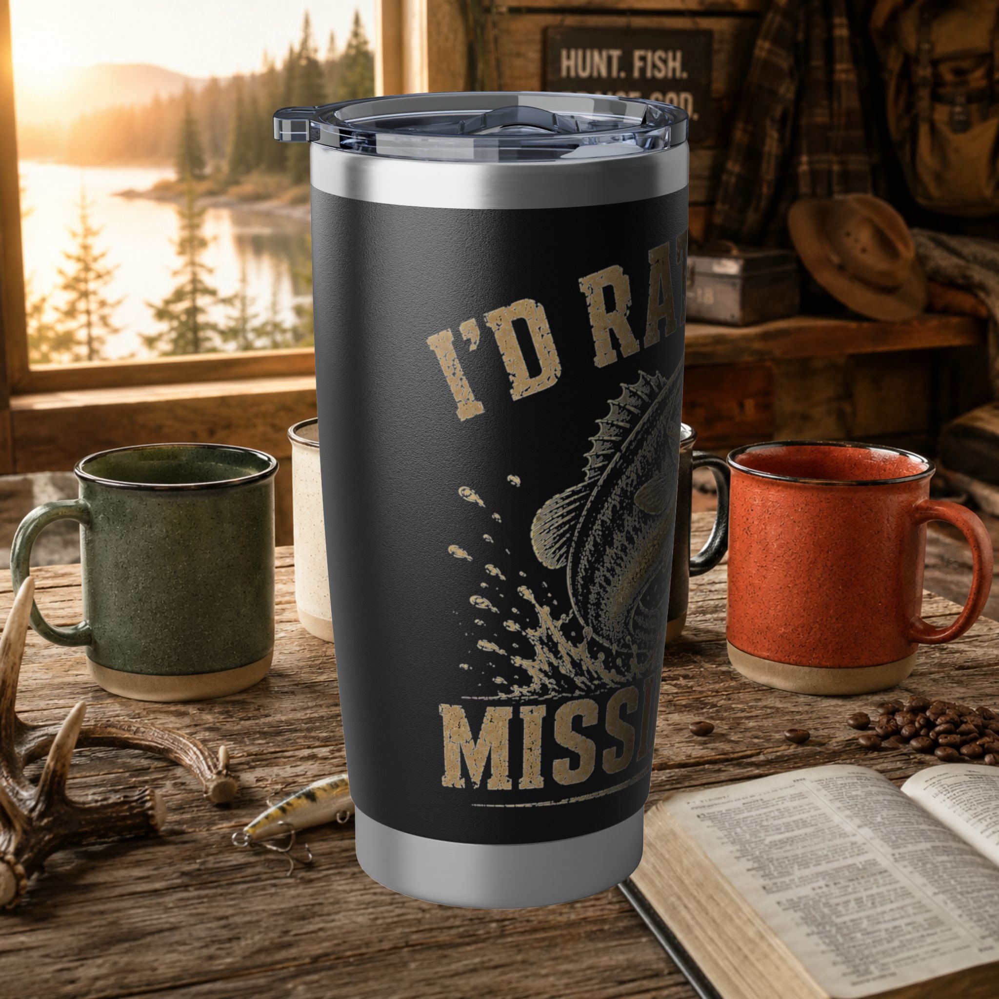 Rather Be Missing Fish 20oz Tumbler - Insulated Fishing Travel Mug