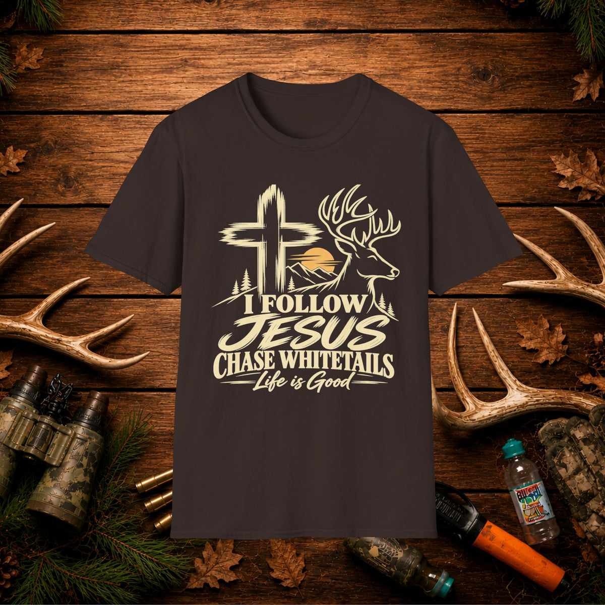 I Follow Jesus Chase Whitetails T-Shirt | Christian Hunting Shirt