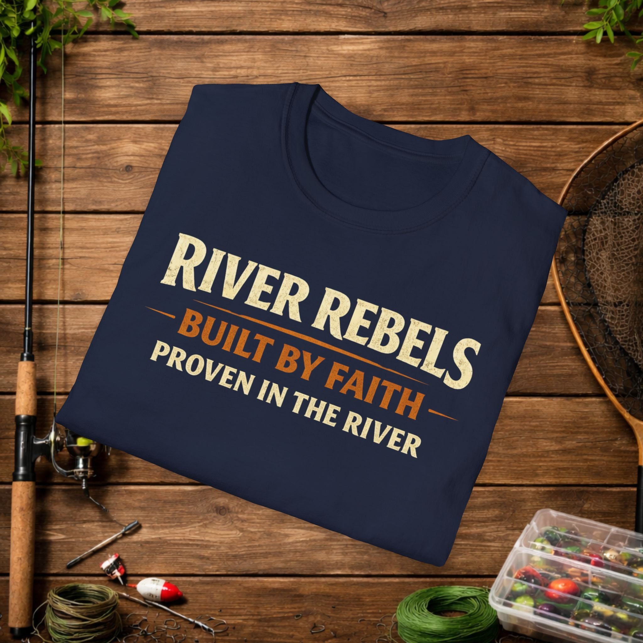 River Rebels T-Shirt — "Built by Faith, Proven in the River" Fishing Tee