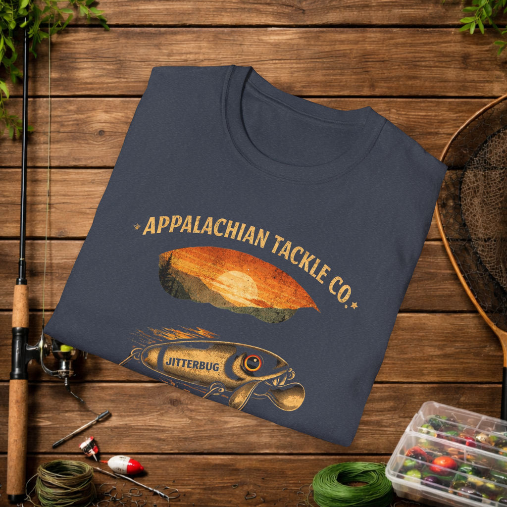 Appalachian Tackle Co Jitterbug Shirt – Vintage Fishing Lure Tee – Mountain Stream Fishing Shirt – Retro Angler Apparel
