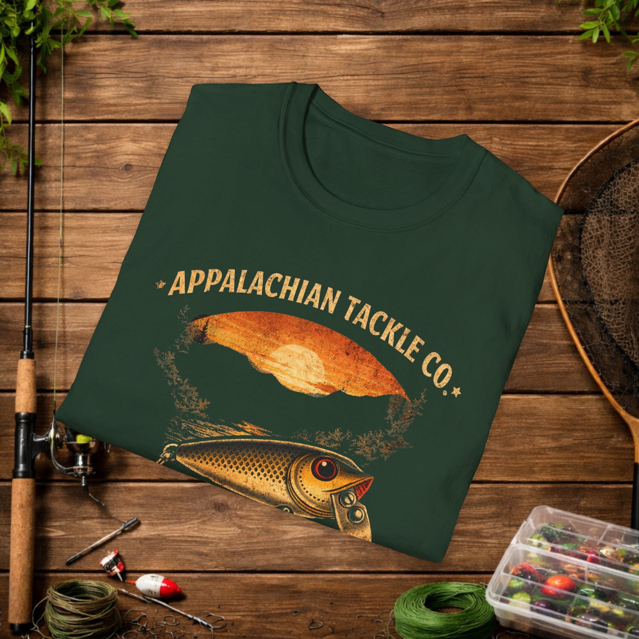 Appalachian Tackle Co Creek Chub Shirt – Vintage Fishing Lure Tee – Old School Bass Fishing Shirt – Mountain Stream Apparel