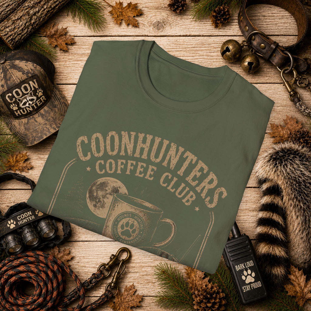 Coonhunters Coffee Club T-Shirt — Vintage Moon & Mug Graphic