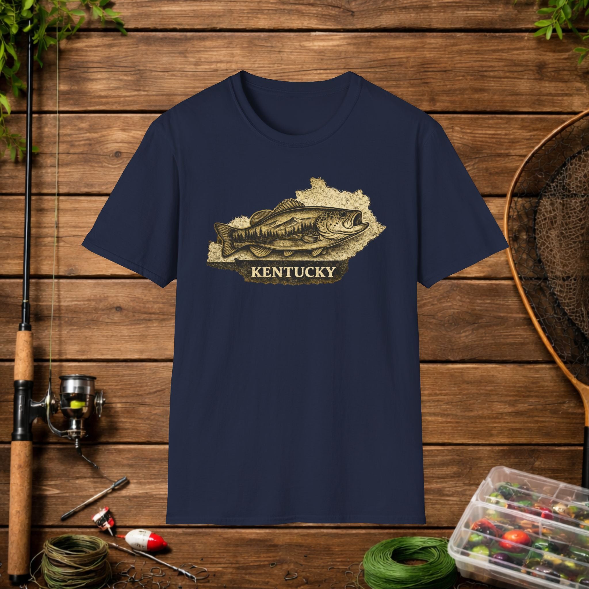 Kentucky Bass Fishing Shirt – Vintage Kentucky Angler Tee – Largemouth Bass Fishing Apparel – Fisherman Gift