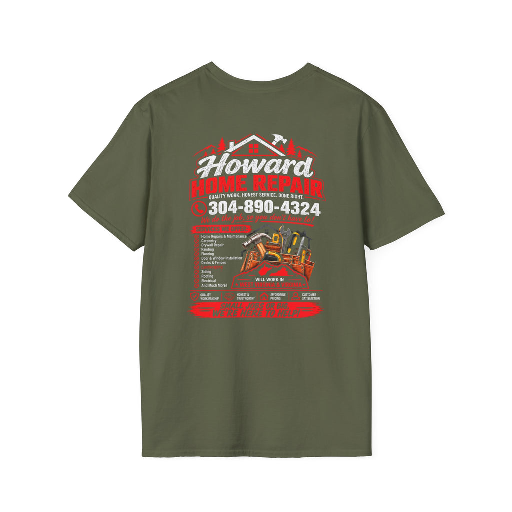 Home Repair T-Shirt — Howard Home Repair Crew Tee with Phone Number