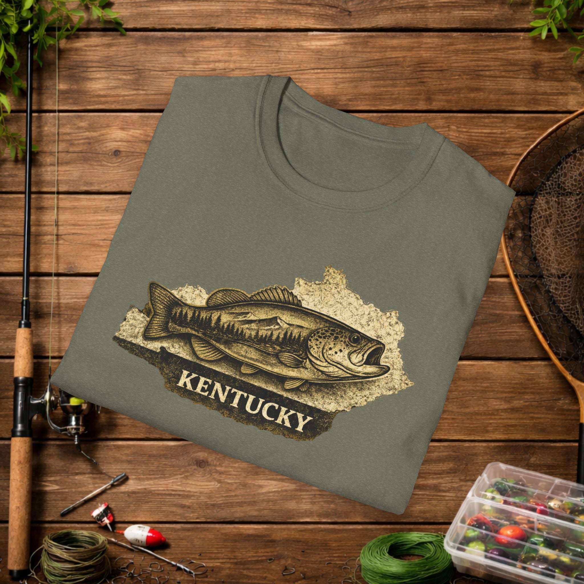 Kentucky Bass Fishing Shirt – Vintage Kentucky Angler Tee – Largemouth Bass Fishing Apparel – Fisherman Gift