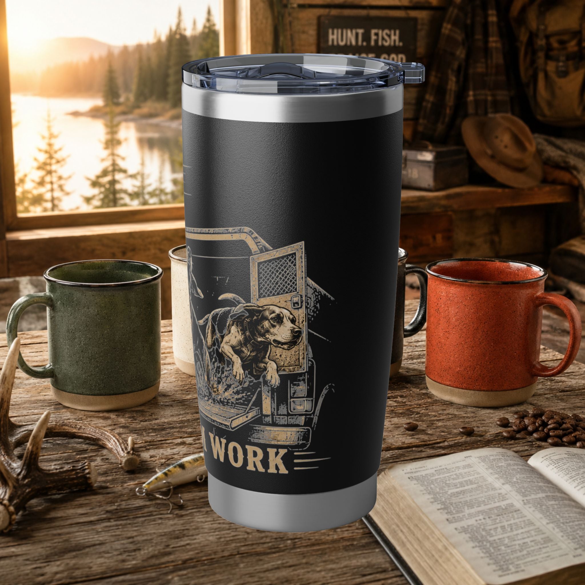 Coon Hunter 20oz Tumbler — "Turn 'Em Loose, Let Them Work" Hunting Dog Travel Mug