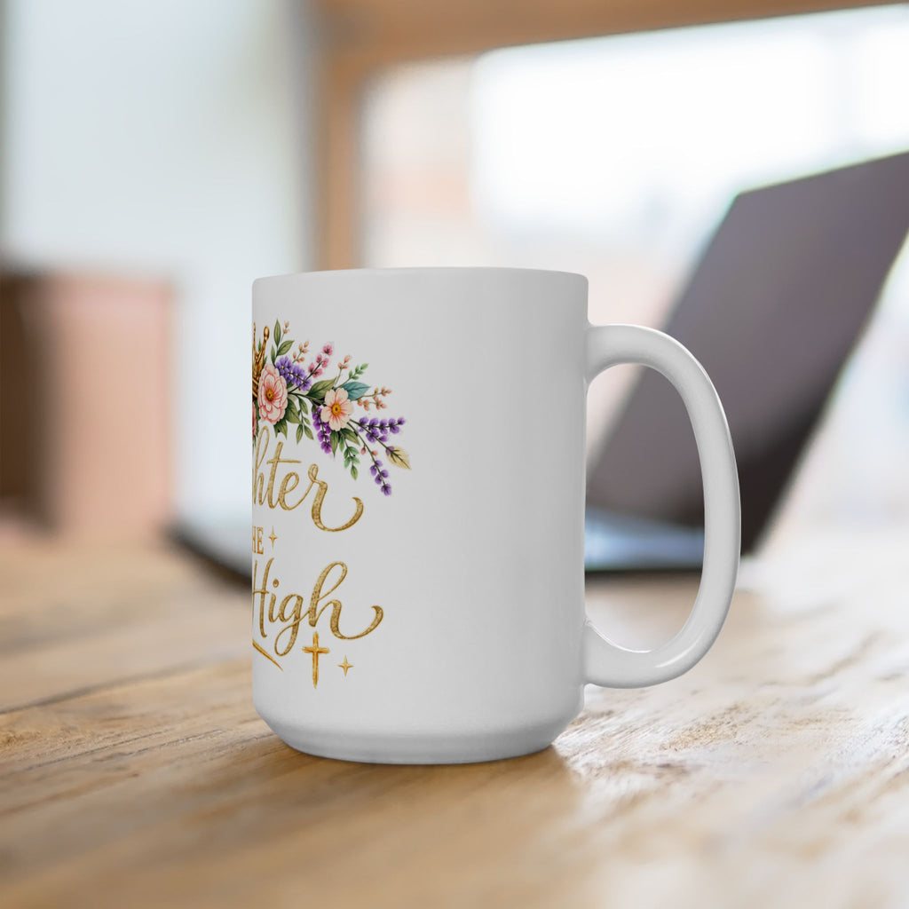 Daughter of the Most High Ceramic Mug | Floral Crown Christian Coffee Cup