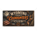 Wyoming County Coonhunters Club Banner — Outdoor Hunting Sign with American Flag & Moon