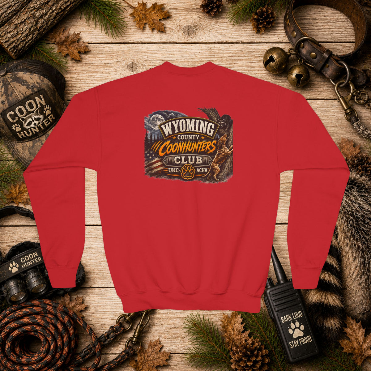 Youth Crewneck Sweatshirt — Wyoming County Coonhunters Club Graphic Pullover