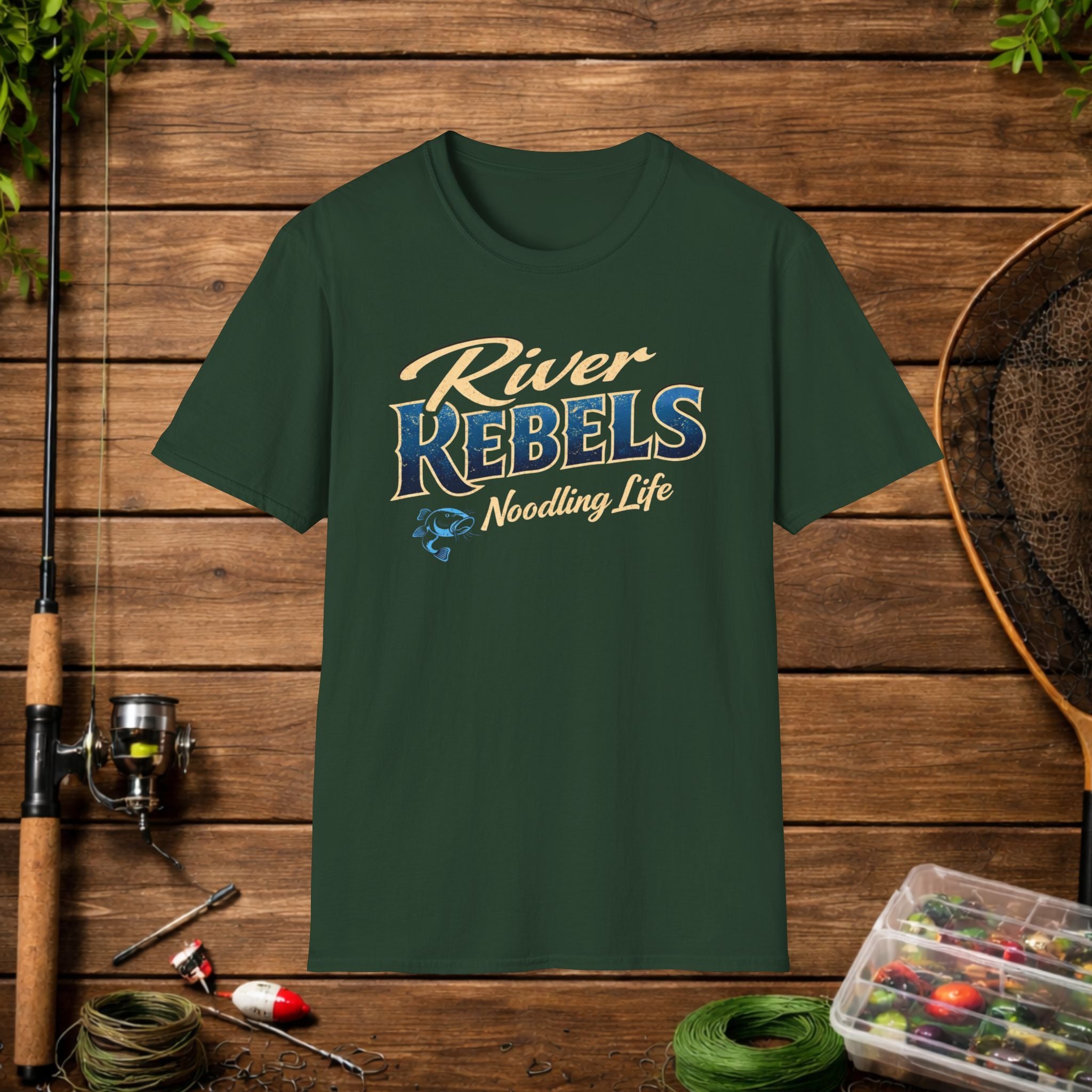 River Rebels Noodling Life Shirt – Catfish Noodling Tee – River Life Fishing Shirt – Southern Outdoor Apparel