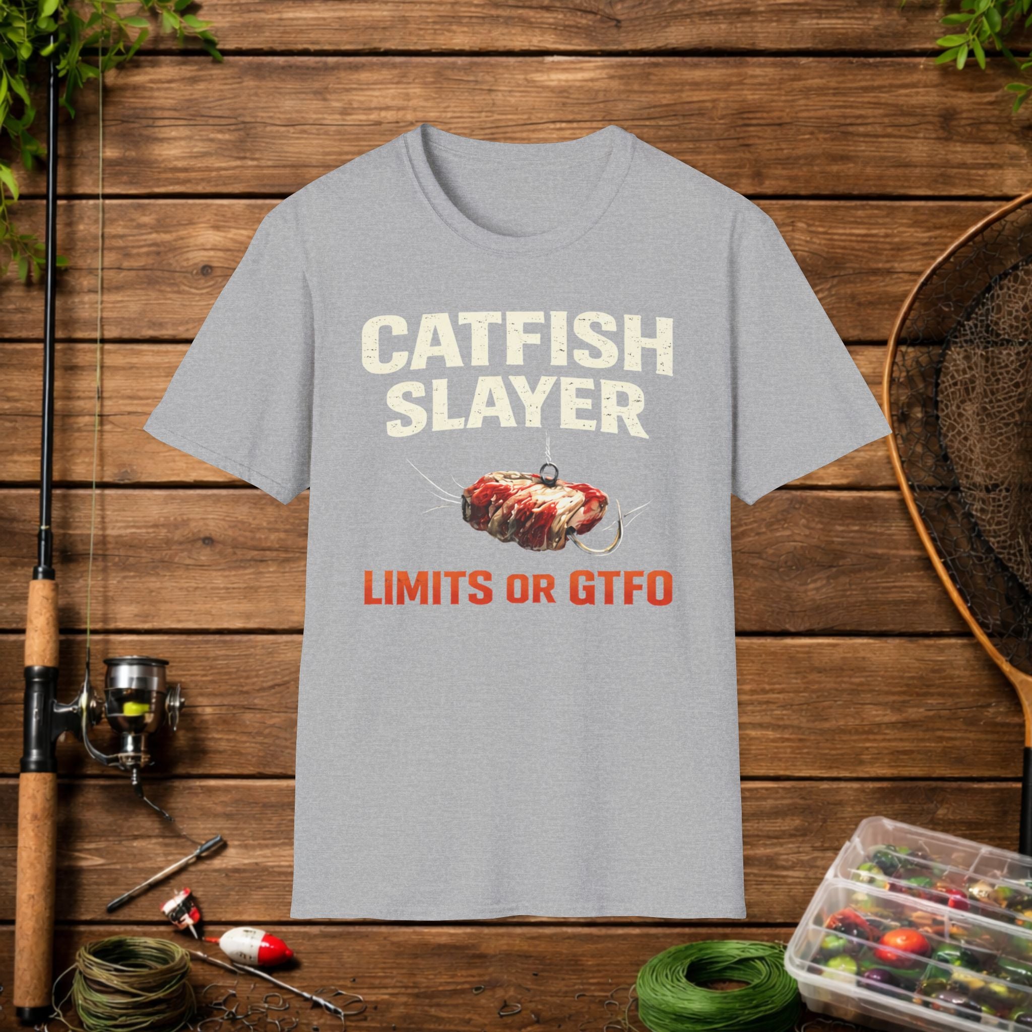 Catfish Slayer Shirt – Limits or GTFO Fishing Tee – Catfishing Angler Shirt – Funny Catfish Fishing Shirt