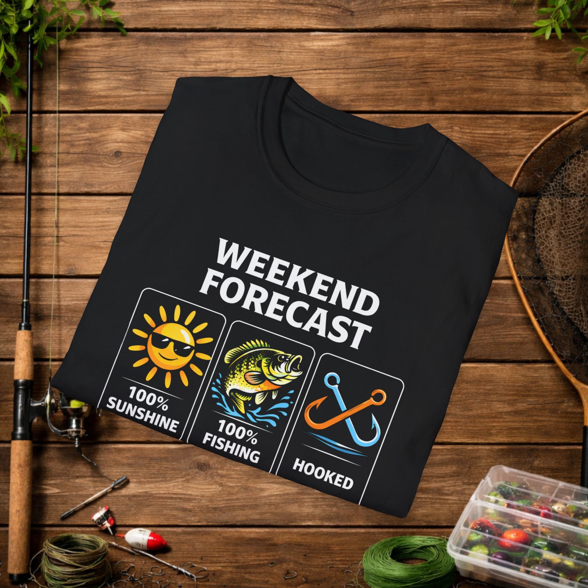 Weekend Forecast Fishing Shirt – Funny Fishing Weather Graphic Tee