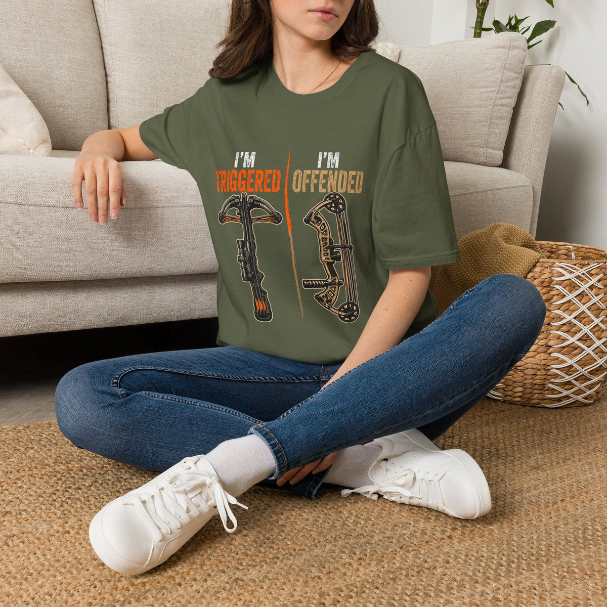 I'm Triggered, I'm Offended Crossbow T-Shirt – Funny Hunting Tee