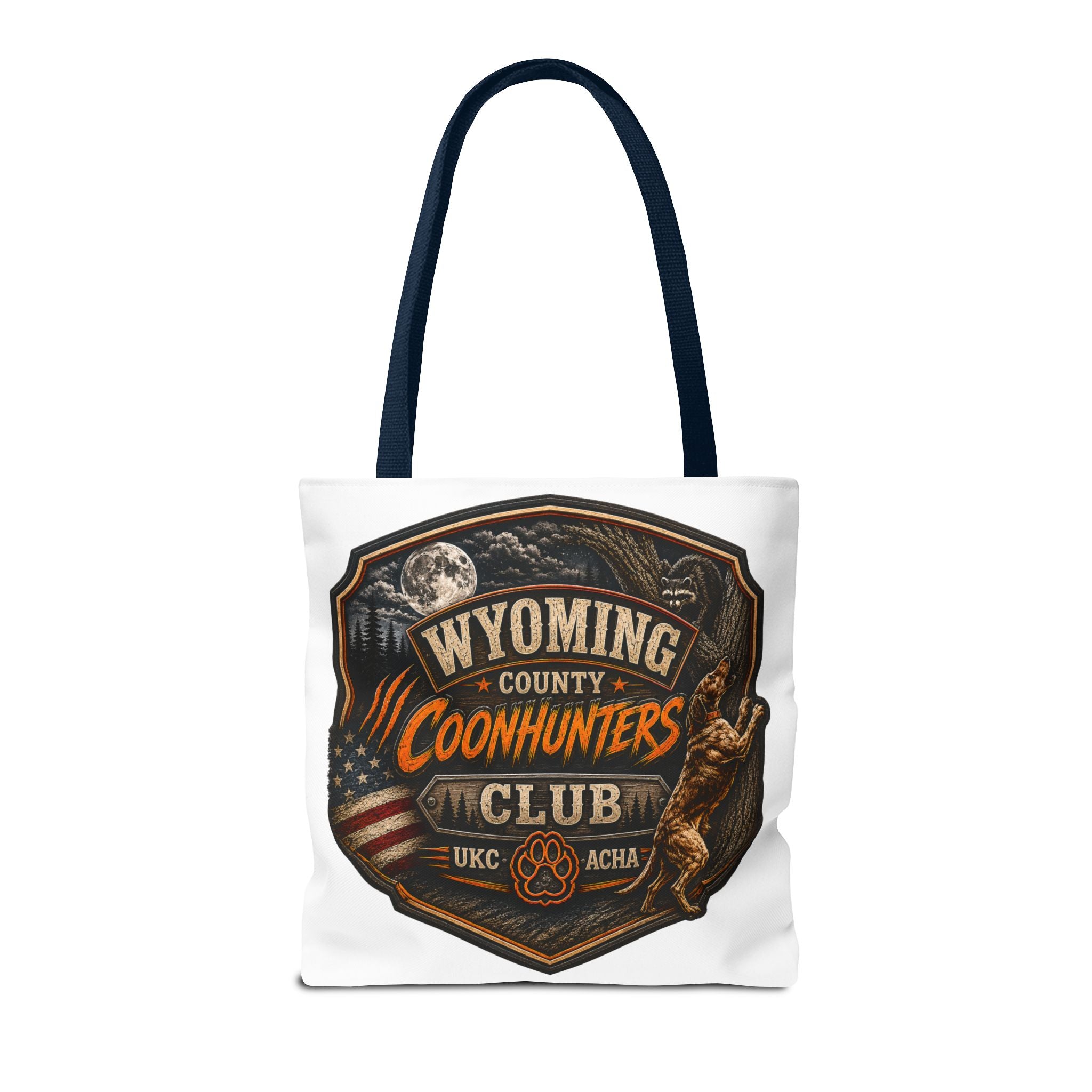 Coonhunters Club Wyoming Tote Bag — Vintage Hunting Patch Design