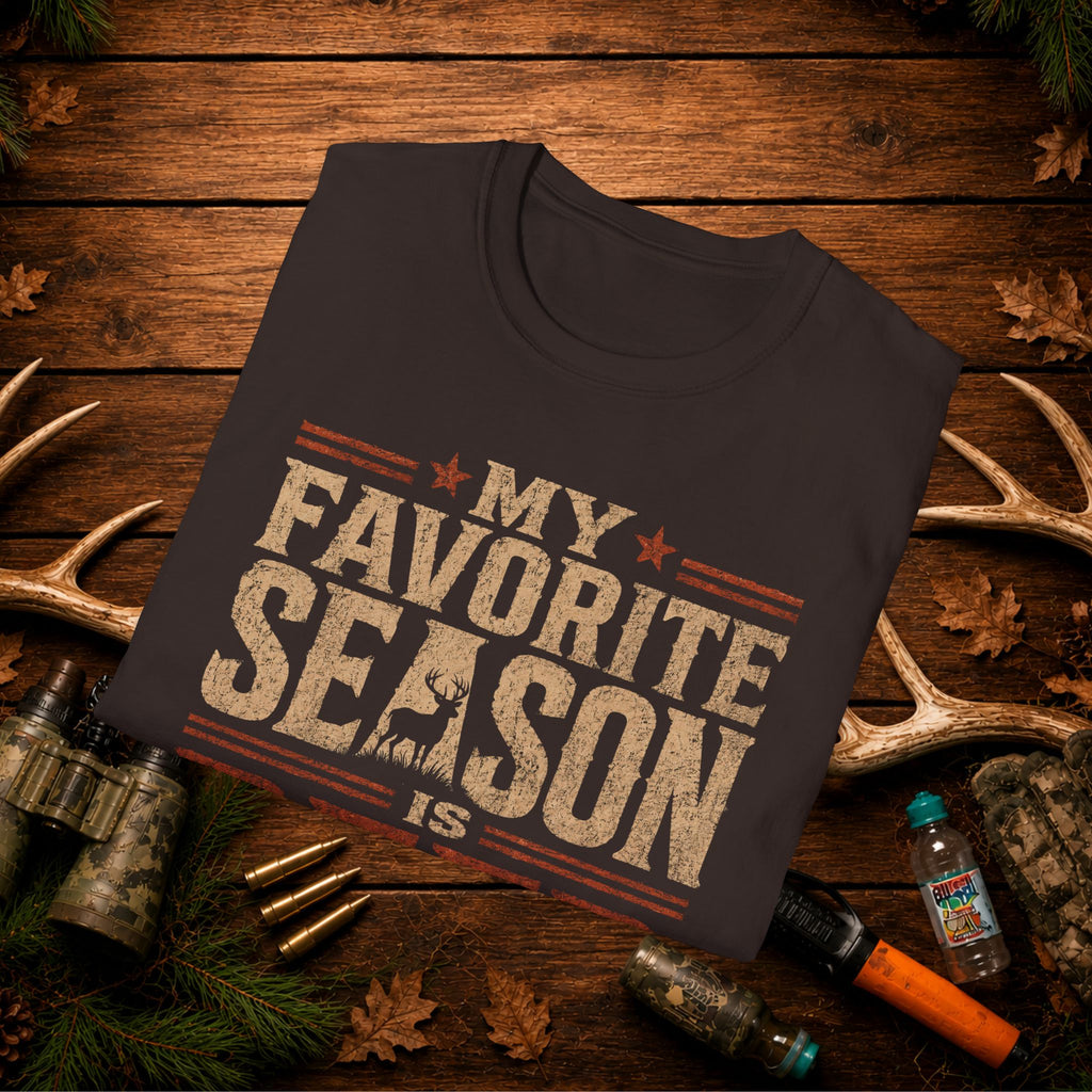 Deer Season T‑Shirt — "My Favorite Season Is Deer Season" Rustic Hunting Tee
