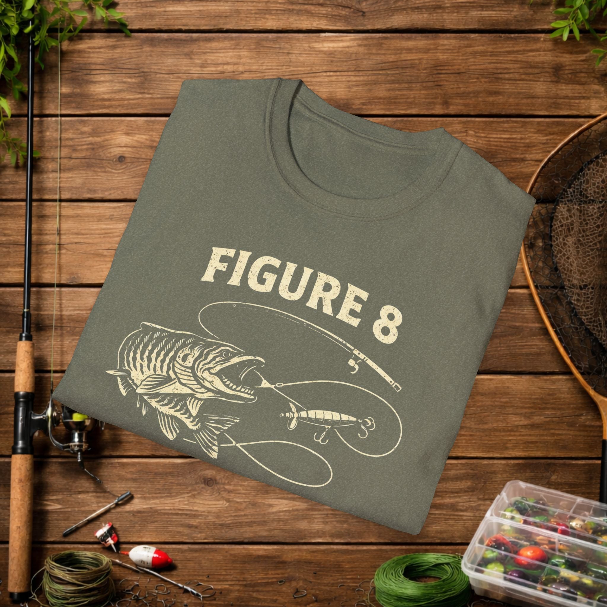 Figure 8 Musky Shirt – Musky Fishing Tee – Muskellunge Angler Apparel – Vintage Fishing Design
