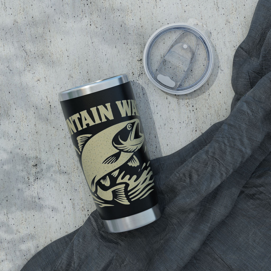 Mountain Water Fishing 20oz Insulated Tumbler – Vintage Angler Travel Mug | Gift for Fishermen
