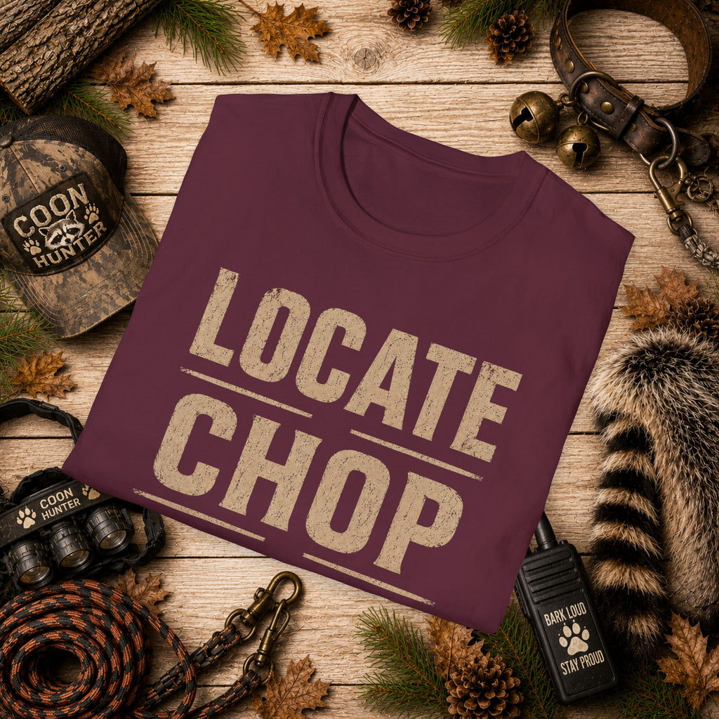 Locate Chop Tree Coon Hunting T-Shirt | Vintage Houndsman Graphic Tee | Wild Wonderful Wear