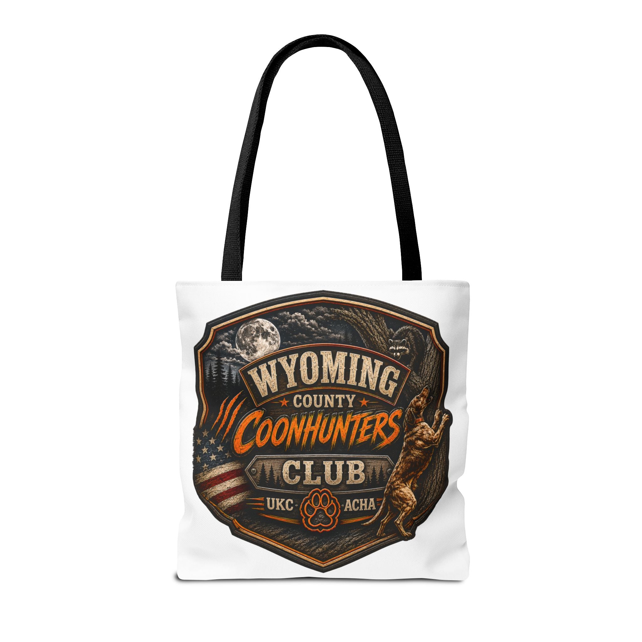 Coonhunters Club Wyoming Tote Bag — Vintage Hunting Patch Design