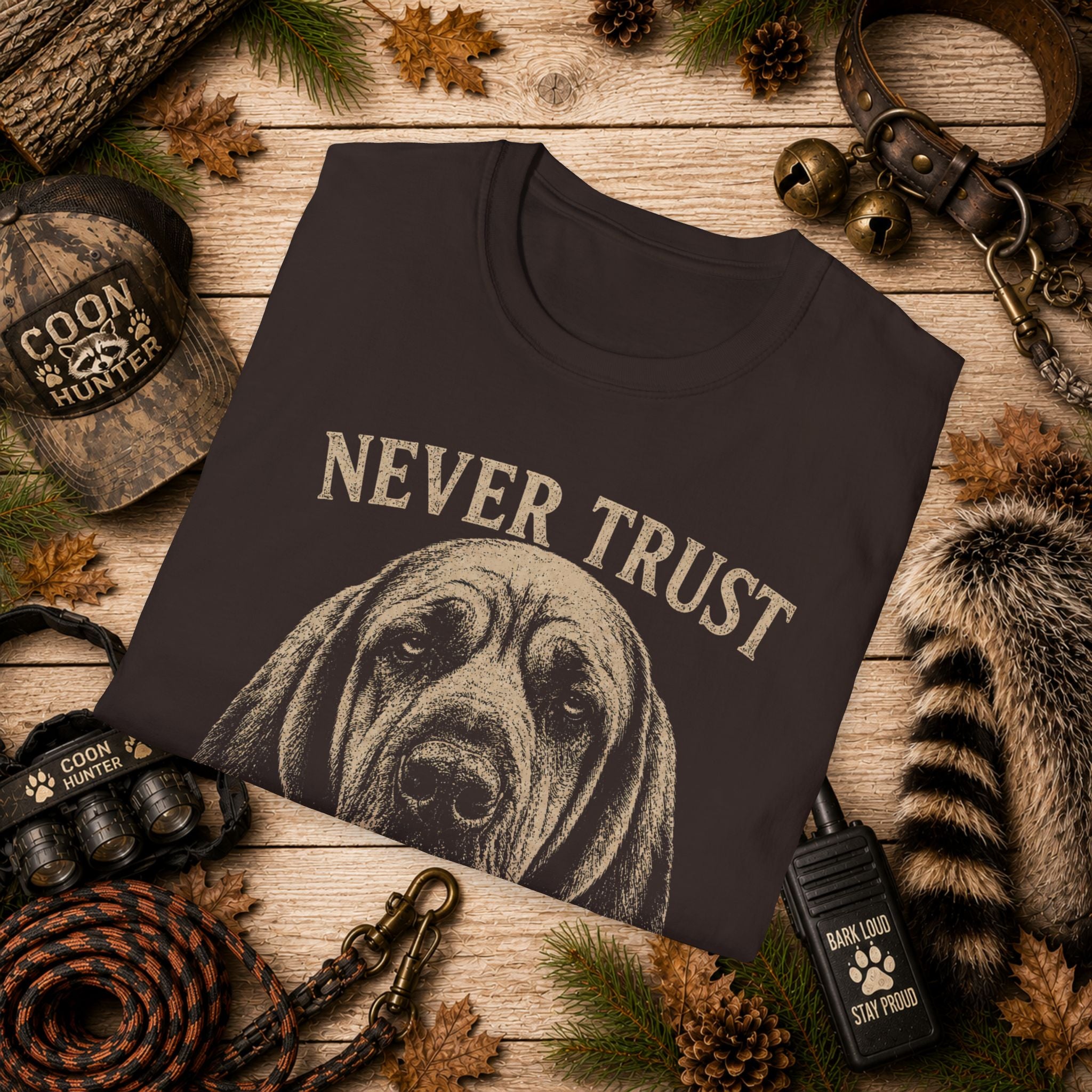 Never Trust a Quiet Hound Coon Hunting T-Shirt | Funny Houndsman Tee | Wild Wonderful Wear