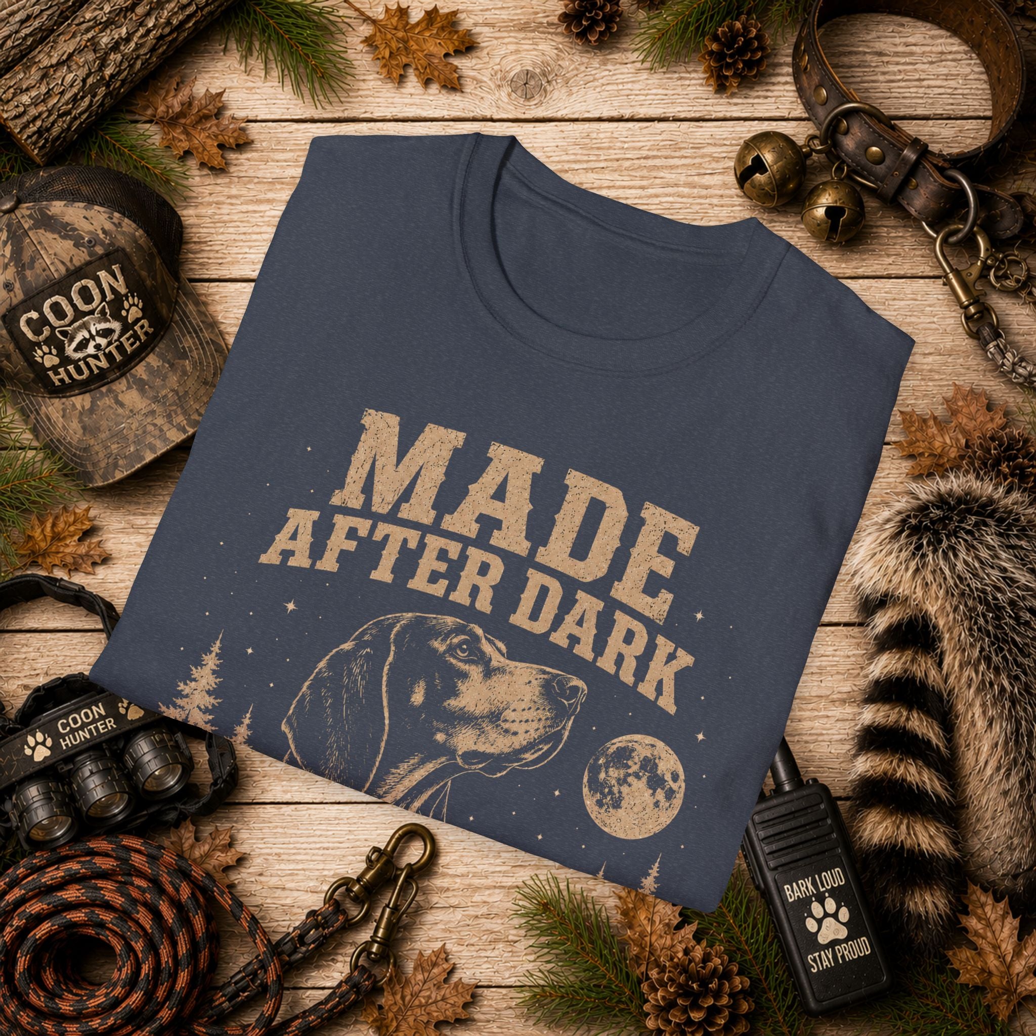 Made After Dark Coonhunter T-Shirt | Vintage Night Hunting Coonhound Tee | Wild Wonderful Wear