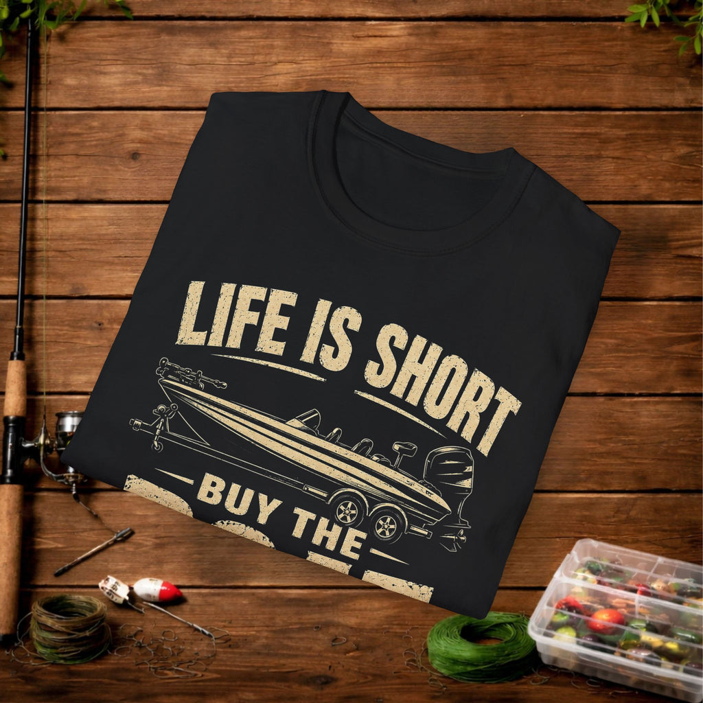 Boat T‑Shirt — "Life Is Short, Buy The Boat" Vintage Fishing Tee