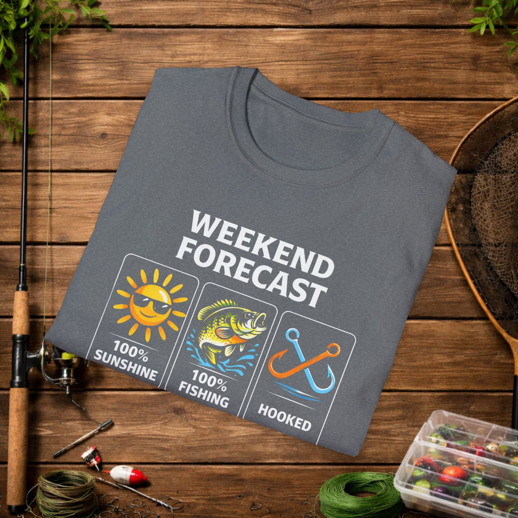 Weekend Forecast Fishing Shirt – Funny Fishing Weather Graphic Tee
