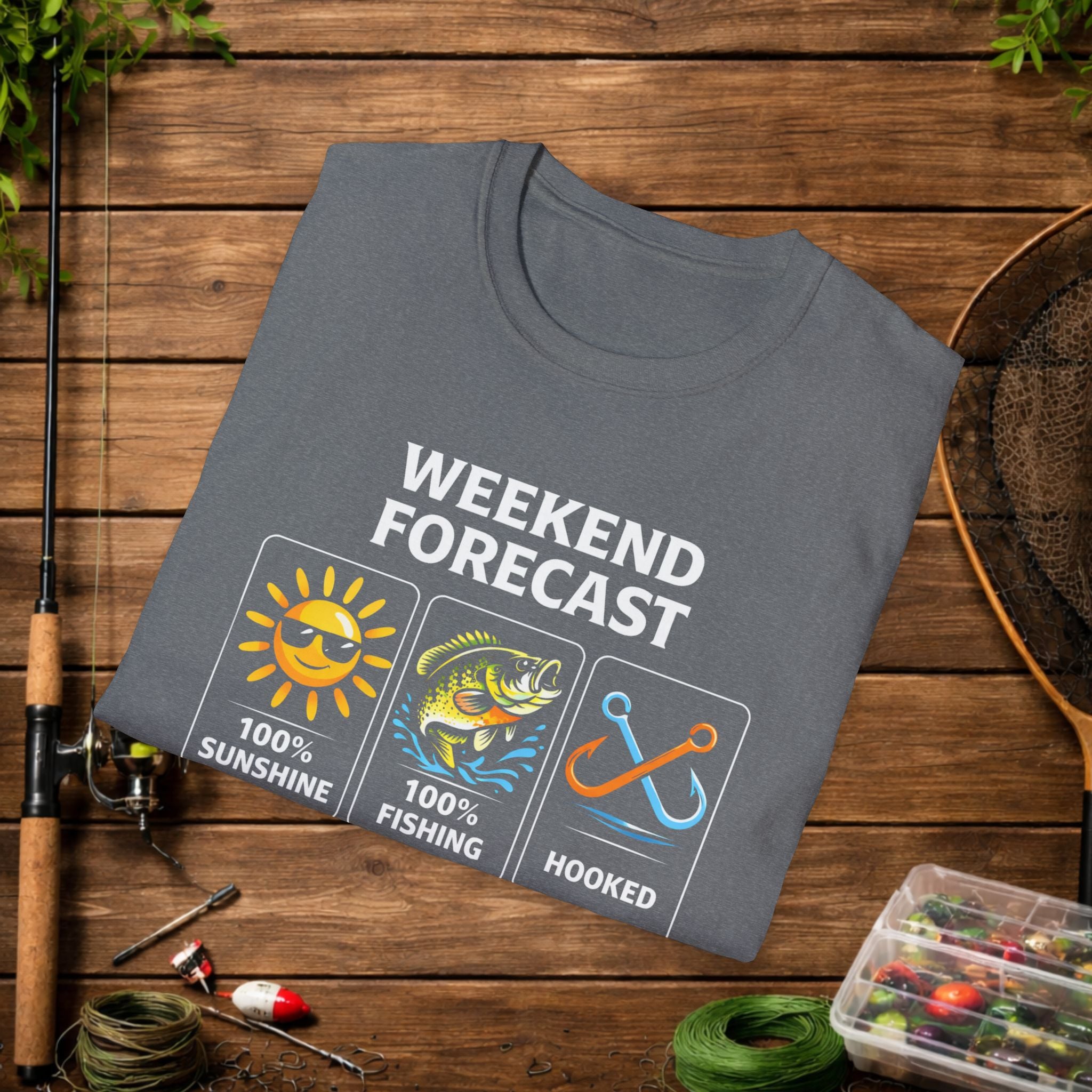 Weekend Forecast Fishing Shirt – Funny Fishing Weather Graphic Tee