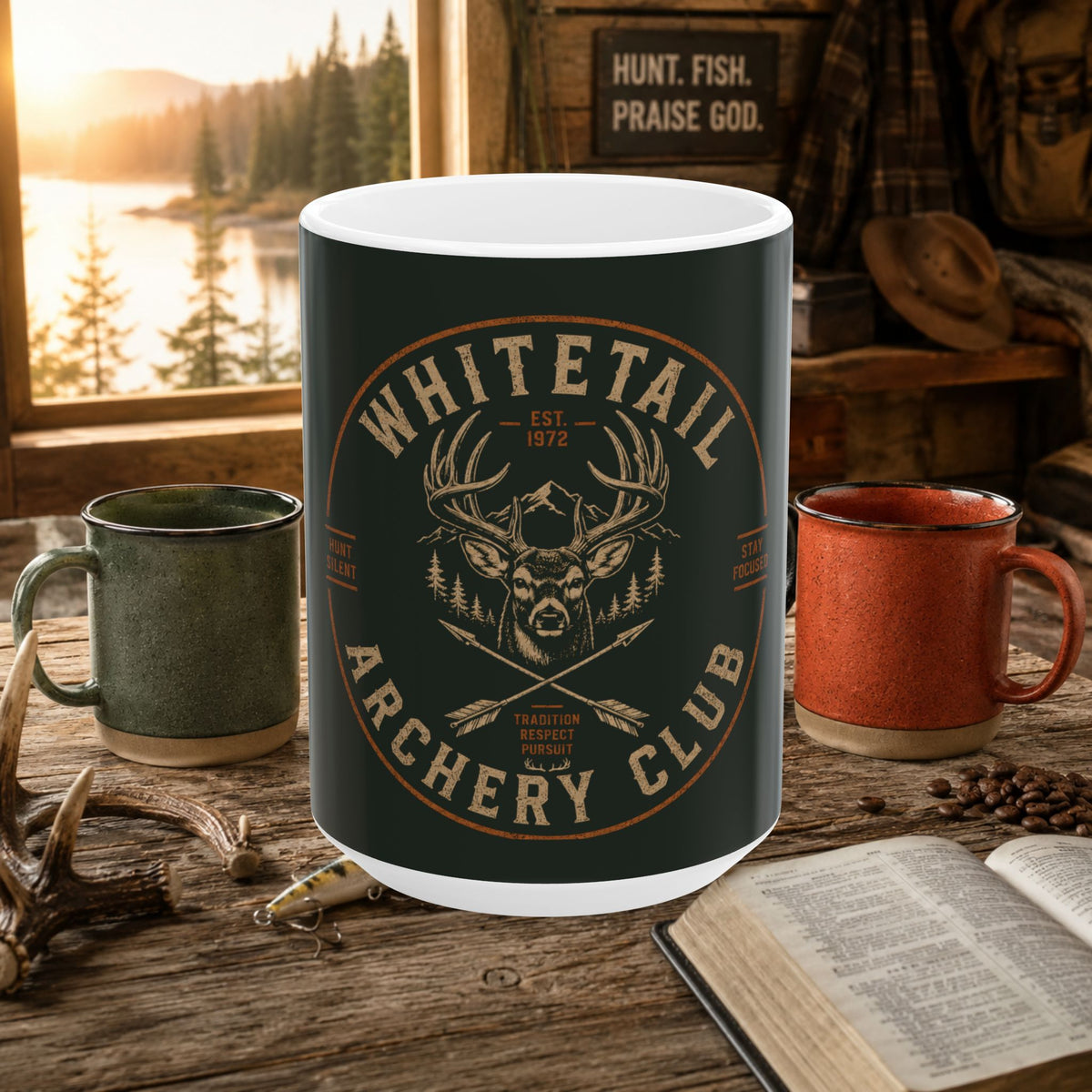 Whitetail Archery Club Deer Hunting Coffee Mug – 15oz Ceramic