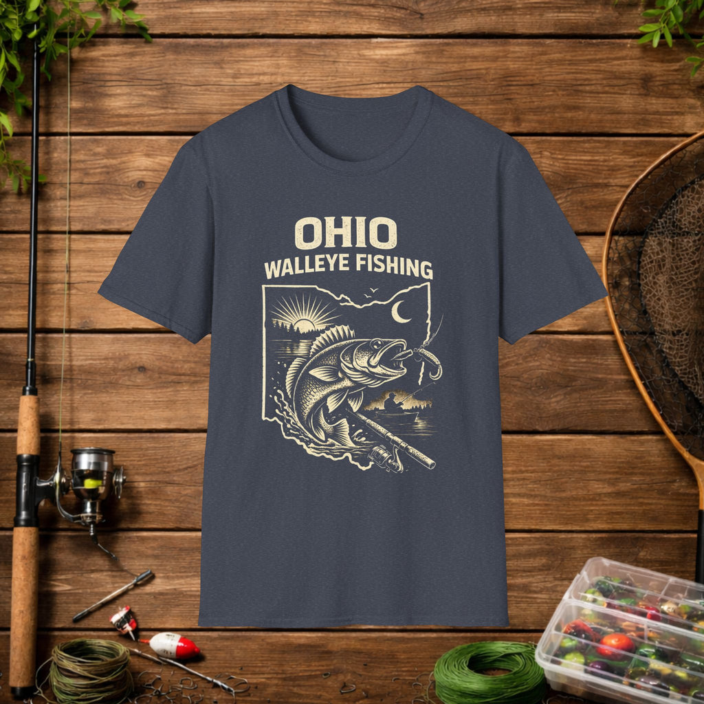 Ohio Walleye Fishing Shirt – Vintage Ohio Angler Tee – Lake Erie Walleye Fishing Apparel – Fisherman Gift