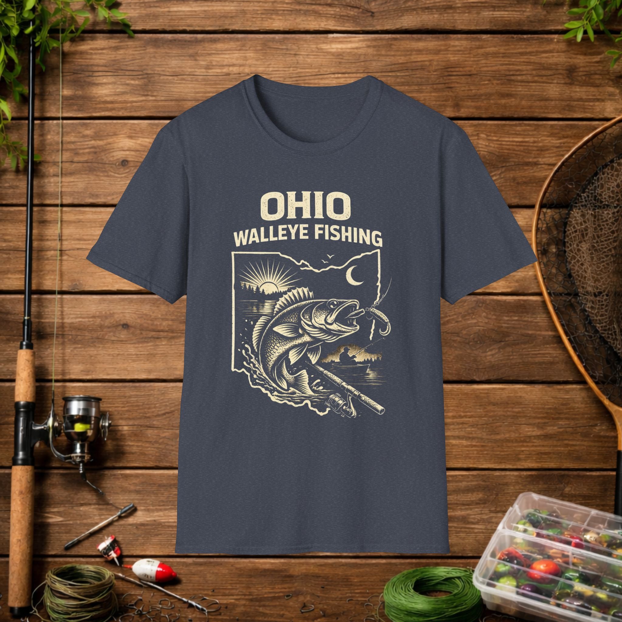 Ohio Walleye Fishing Shirt – Vintage Ohio Angler Tee – Lake Erie Walleye Fishing Apparel – Fisherman Gift