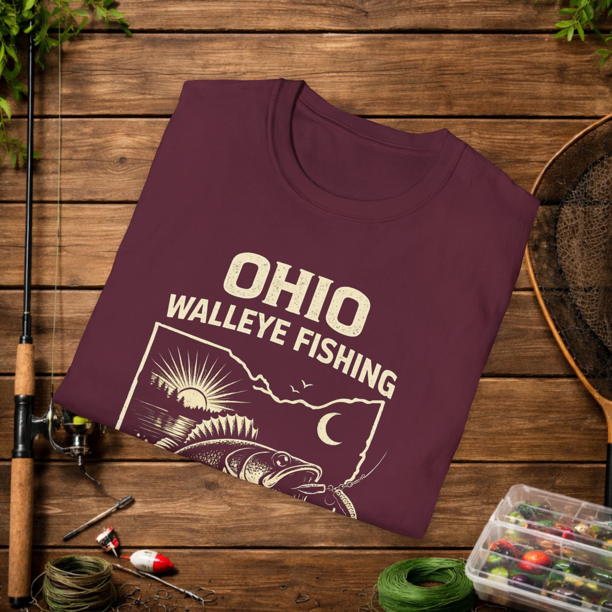 Ohio Walleye Fishing Shirt – Vintage Ohio Angler Tee – Lake Erie Walleye Fishing Apparel – Fisherman Gift