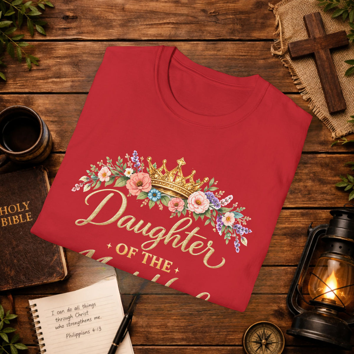 Daughter of the Most High T-Shirt | Floral Crown Christian Faith Tee