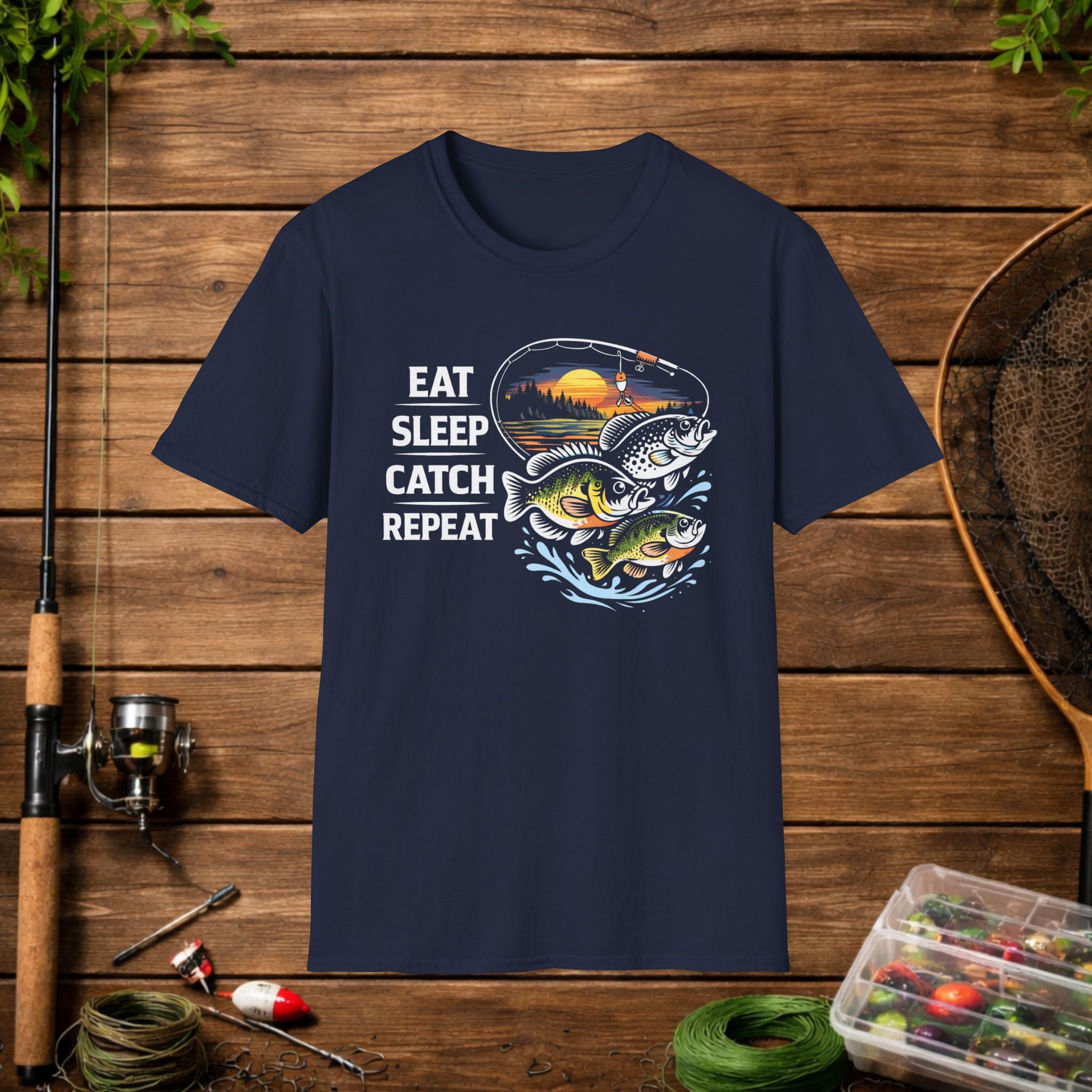 Eat Sleep Catch Repeat Panfish Fishing T-Shirt – Bluegill Crappie Sunfish Angler Tee